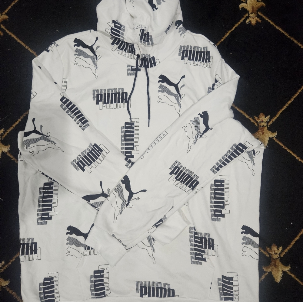 PUMA MEN GRAPHIC WHITE HOODIE 2XL